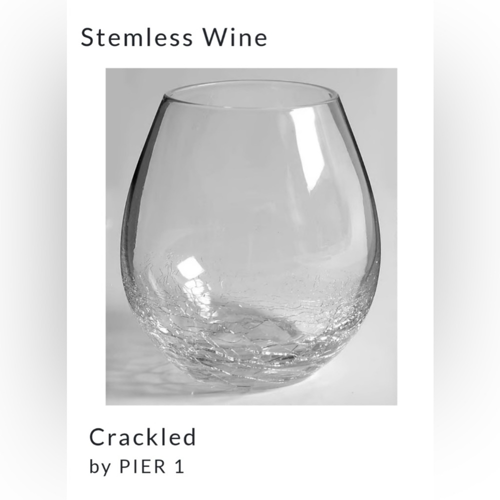 Pier 1 crackle stemless wine glasses. Set of 4.